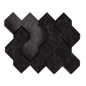 Marvel Nero Marquina Mosaico Esagono 3D 35.3x28.2 - 10 мм