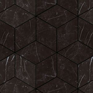 Marvel Nero Marquina Mosaico Esagono Lappato 35x30 - 10 мм